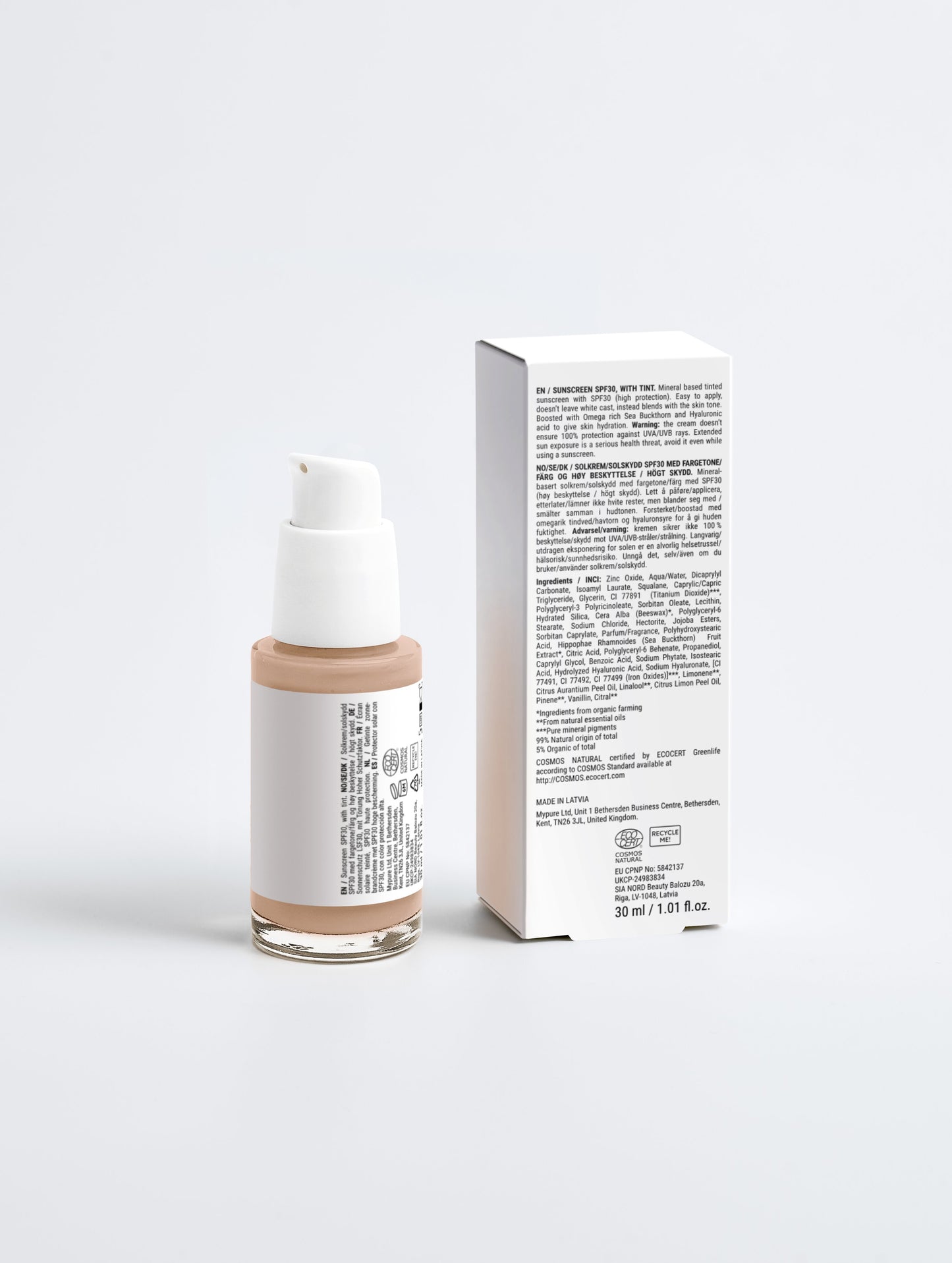 Sunscreen SPF30, with tint 30 ml